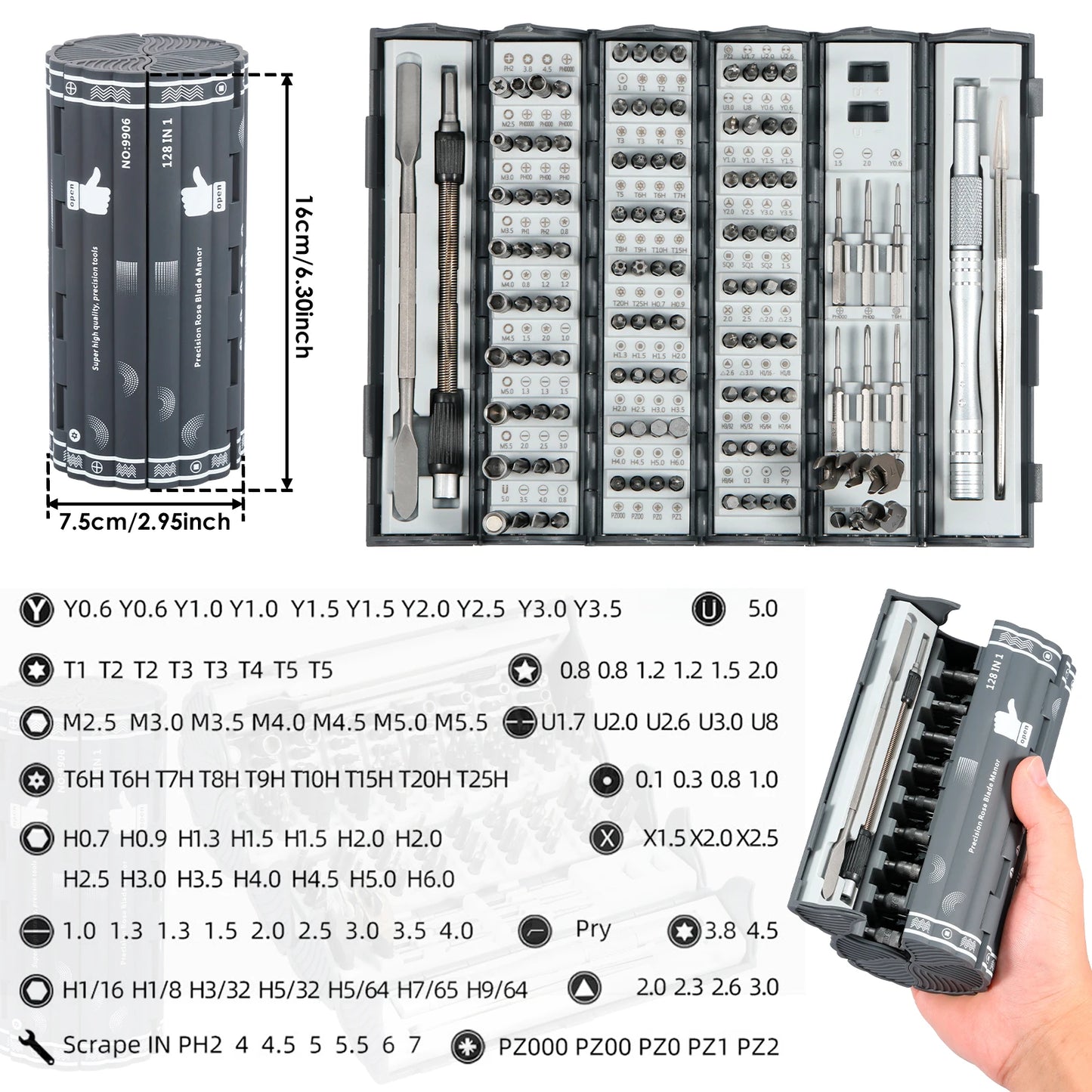 Electric Screwdriver Set Hand Movement Driver Bits Cordless Precision Screwdriver