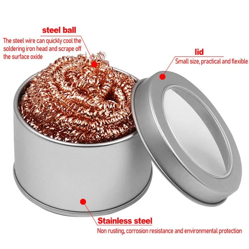 Soldering Iron Tip Cleaner Solder Mesh Absorber With Metal Box