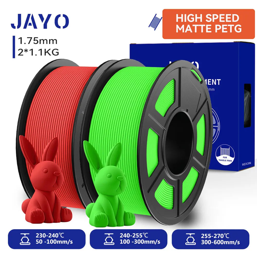 JAYO High Speed Matte PETG 3D Filament 2x 1Kg Rolls